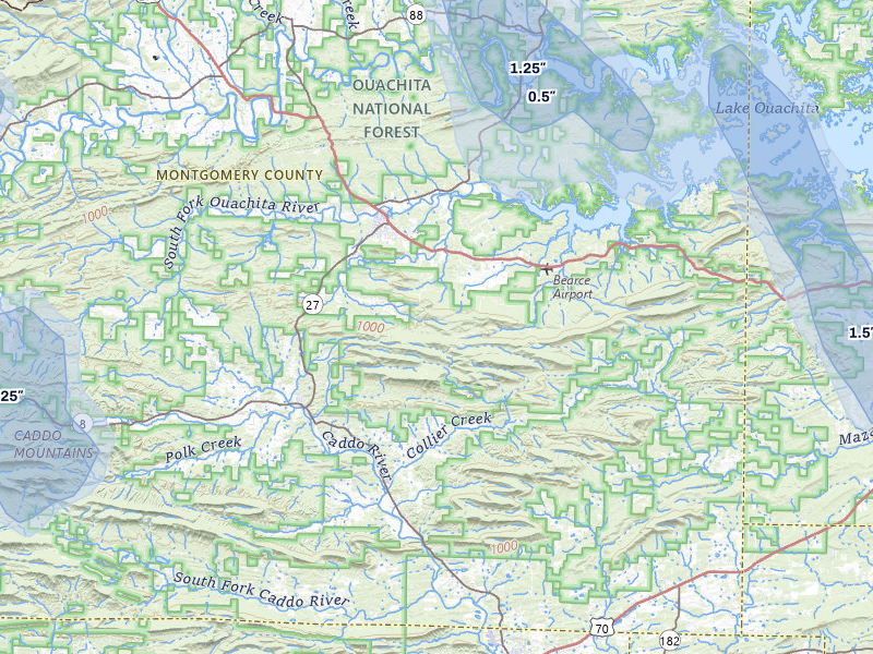 NEXRAD radar-signature map of the hail storm over Norman, AR on Jul 6, 2026