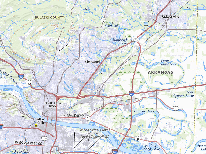 Radar-estimated hail-size map of the storm over North Little Rock, AR on May 10, 2026