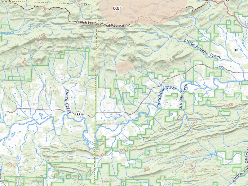 Radar-estimated hail-size map of the storm over Oden, AR on Apr 28, 2026