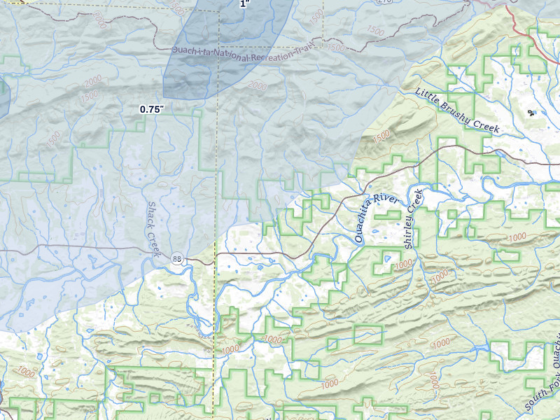 NEXRAD radar-signature map of the hail storm over Oden, AR on Apr 28, 2026