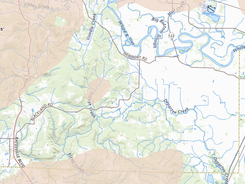 Radar-estimated hail-size map of the storm over Oil Trough, AR on Apr 27, 2026