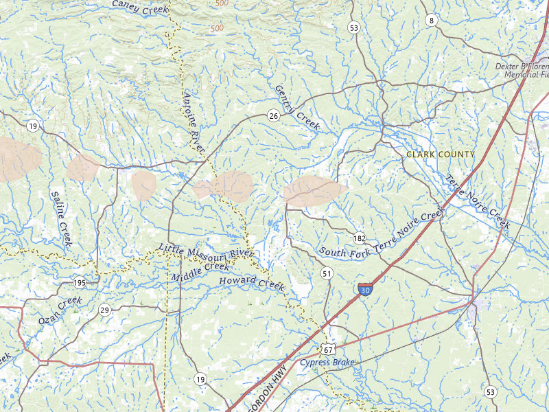 Radar-estimated hail-size map of the storm over Okolona, AR on Mar 15, 2026