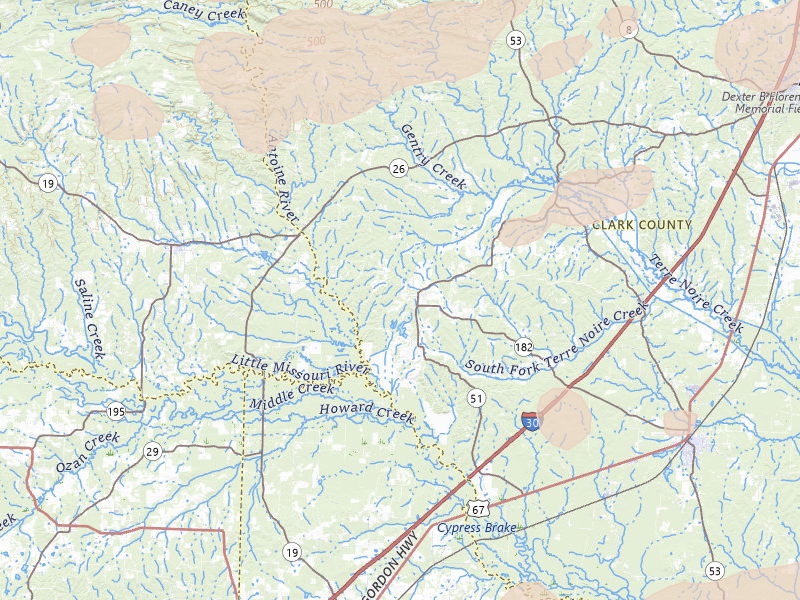 Radar-estimated hail-size map of the storm over Okolona, AR on Apr 28, 2026