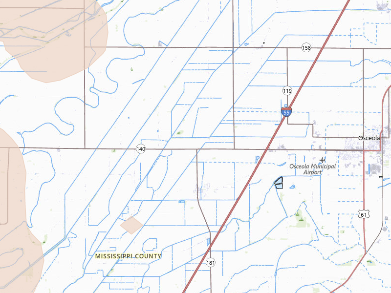 Radar-estimated hail-size map of the storm over Osceola, AR on Apr 27, 2026