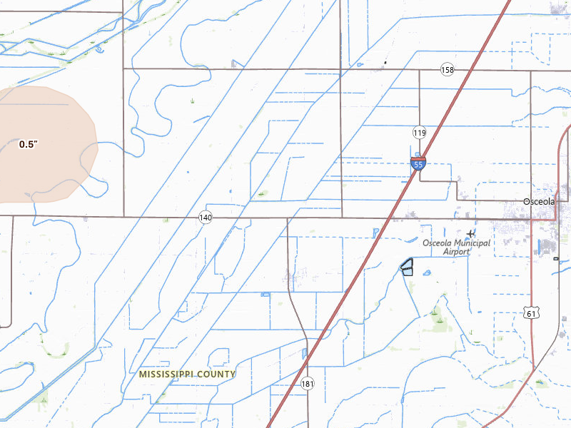 Radar-estimated hail-size map of the storm over Osceola, AR