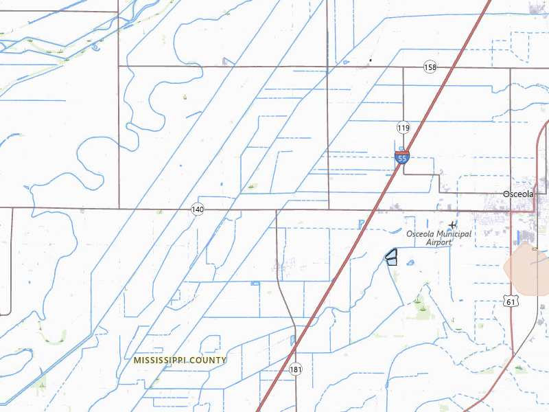 Radar-estimated hail-size map of the storm over Osceola, AR on Jul 4, 2026
