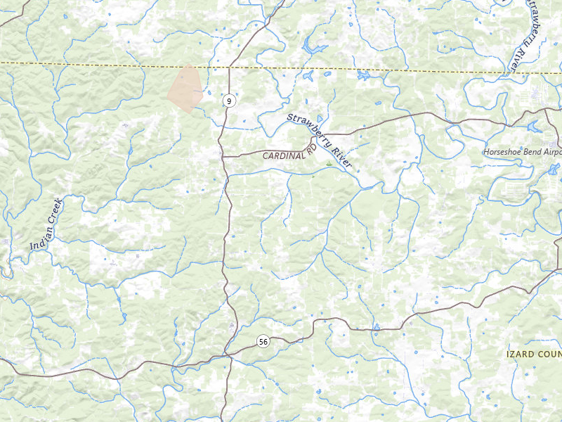 Radar-estimated hail-size map of the storm over Oxford, AR on Aug 6, 2026