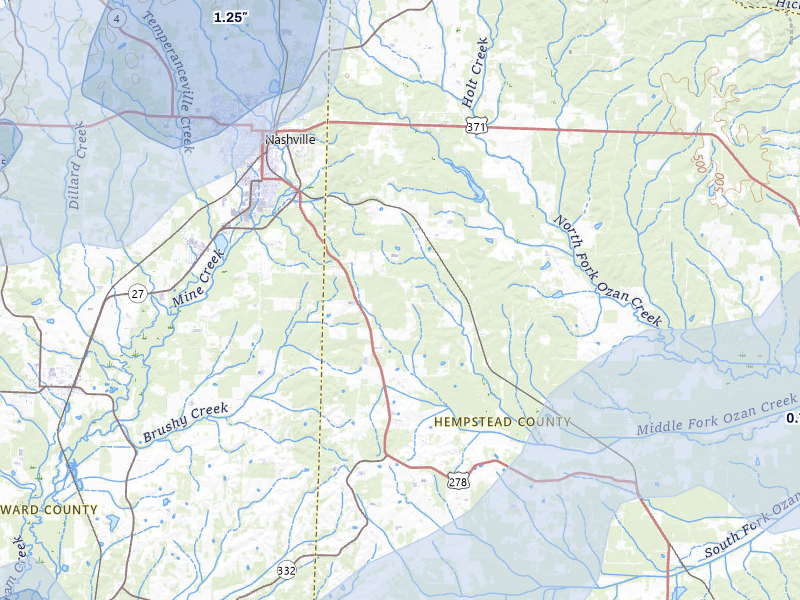 NEXRAD radar-signature map of the hail storm over Ozan, AR on Apr 28, 2026