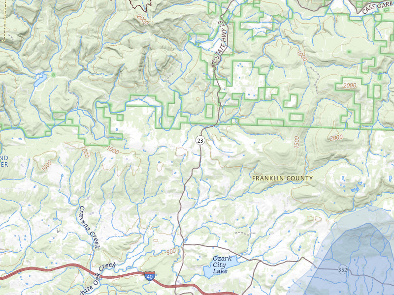 NEXRAD radar-signature map of the hail storm over Ozark, AR on Aug 6, 2026