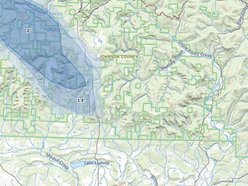 NEXRAD radar-signature map of the hail over Ozone, AR