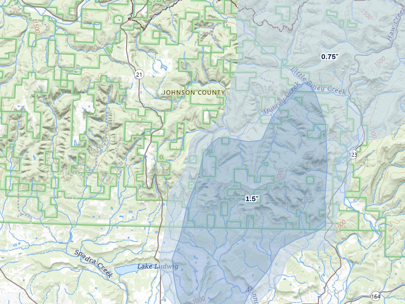 NEXRAD radar-signature map of the hail storm over Ozone, AR on Jun 1, 2026