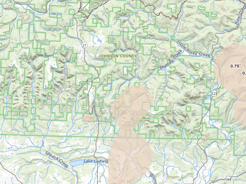 Radar-estimated hail-size map of the storm over Ozone, AR on Jul 4, 2026