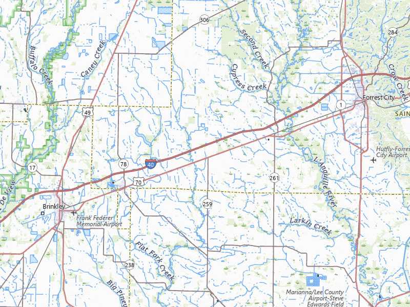 Radar-estimated hail-size map of the storm over Palestine, AR on Apr 27, 2026
