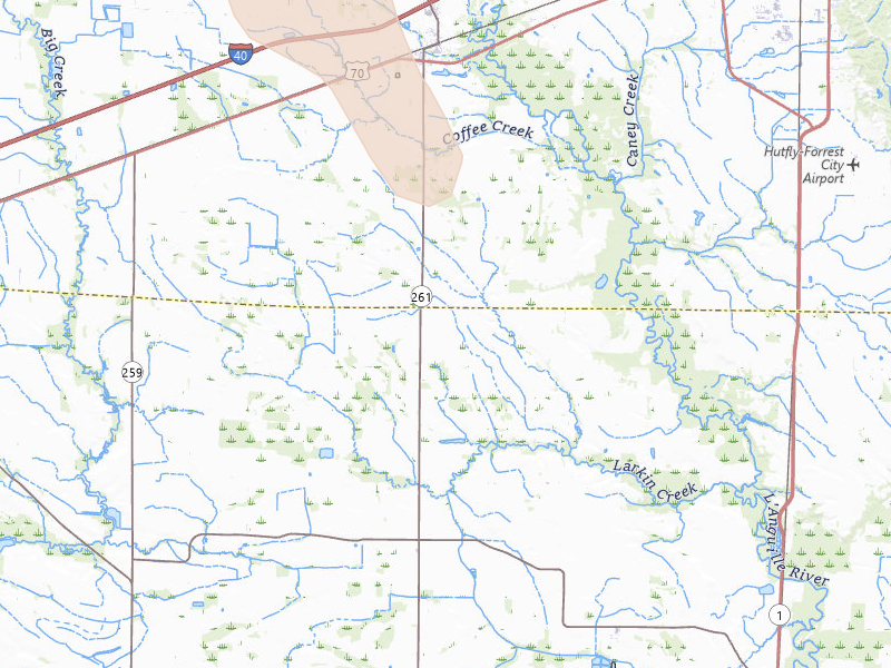 Radar-estimated hail-size map of the storm over Palestine, AR on Jun 24, 2026