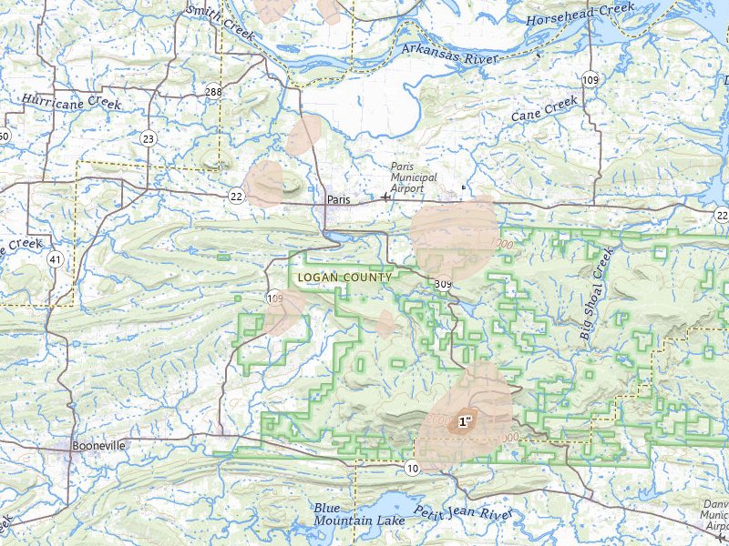 Radar-estimated hail-size map of the storm over Paris, AR on Aug 6, 2026