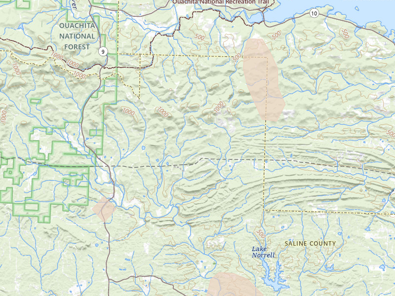 Radar-estimated hail-size map of the storm over Paron, AR on Jul 8, 2026