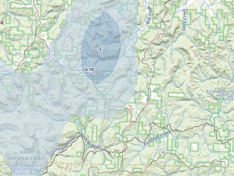 NEXRAD radar-signature map of the hail storm over Pelsor, AR on Jul 6, 2026
