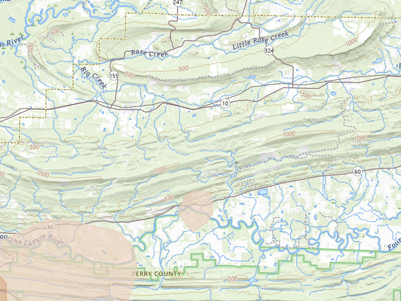 Radar-estimated hail-size map of the storm over Perryville, AR on Mar 15, 2026
