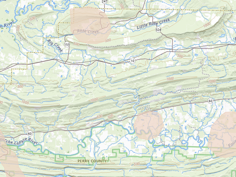 Radar-estimated hail-size map of the storm over Perryville, AR on Jul 4, 2026