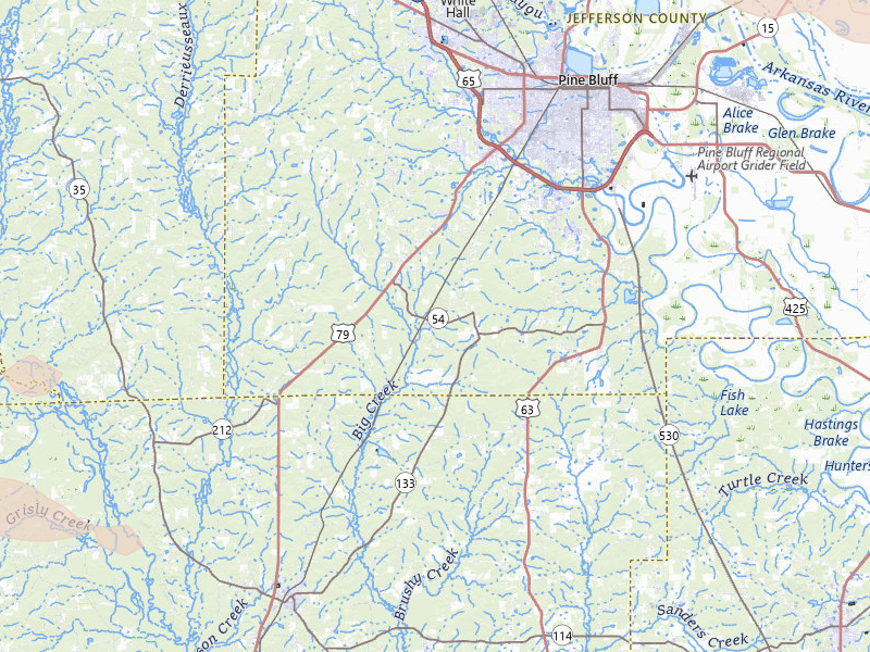 Radar-estimated hail-size map of the storm over Pine Bluff, AR on Apr 28, 2026