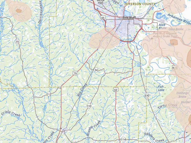 Radar-estimated hail-size map of the storm over Pine Bluff, AR on May 31, 2026