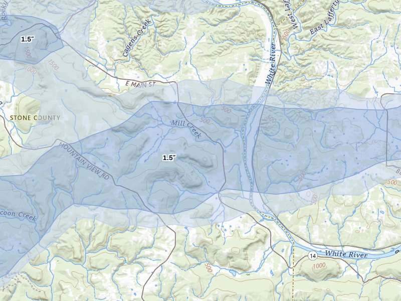 NEXRAD radar-signature map of the hail storm over Pleasant Grove, AR on Apr 28, 2026