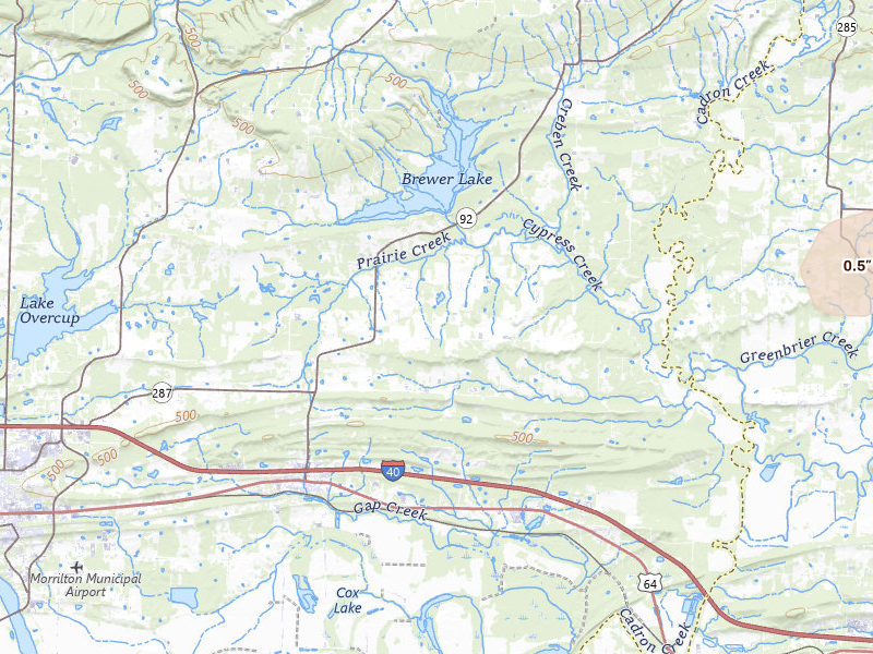 Radar-estimated hail-size map of the storm over Plumerville, AR on Jul 11, 2026
