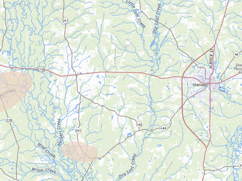 Radar-estimated hail-size map of the storm over Prattsville, AR on Apr 28, 2026