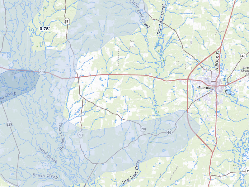 NEXRAD radar-signature map of the hail storm over Prattsville, AR on Apr 28, 2026
