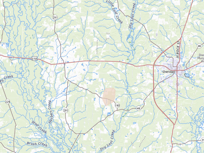 Radar-estimated hail-size map of the storm over Prattsville, AR on Jul 14, 2026