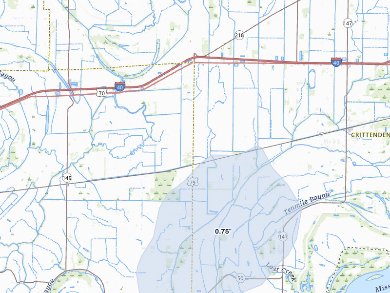 NEXRAD radar-signature map of the hail storm over Proctor, AR on May 31, 2026