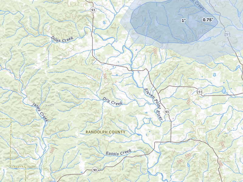NEXRAD radar-signature map of the hail storm over Ravenden Springs, AR on Jun 9, 2026