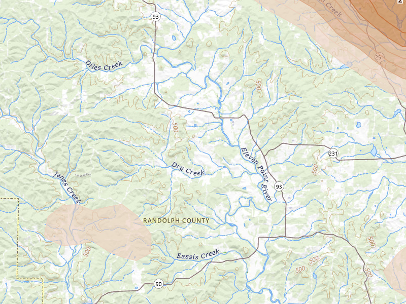 Radar-estimated hail-size map of the storm over Ravenden Springs, AR