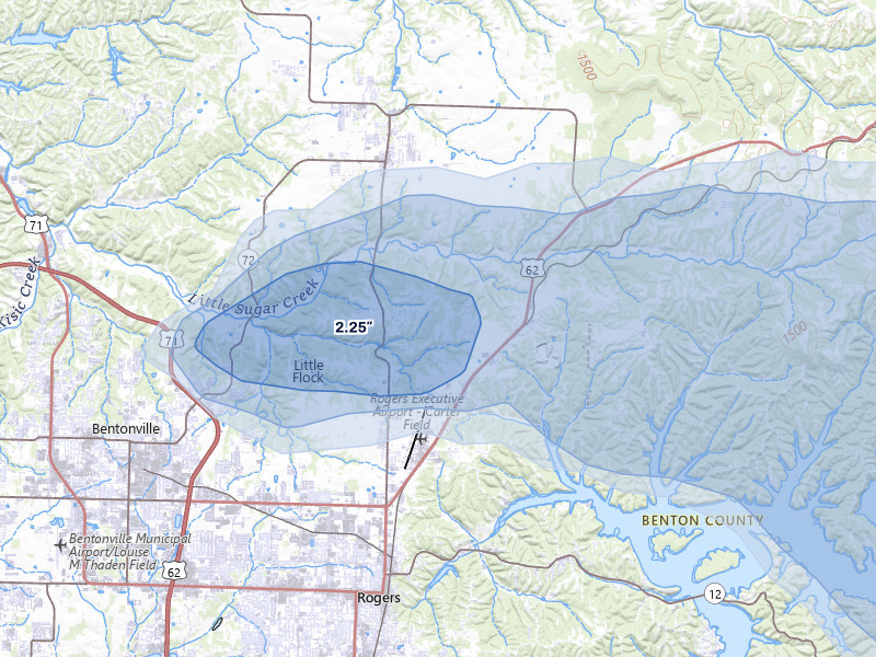 NEXRAD radar-signature map of the hail storm over Rogers, AR on May 30, 2026