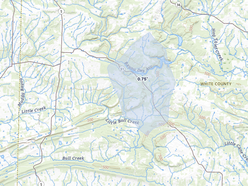 NEXRAD radar-signature map of the hail storm over Romance, AR on Jul 6, 2026