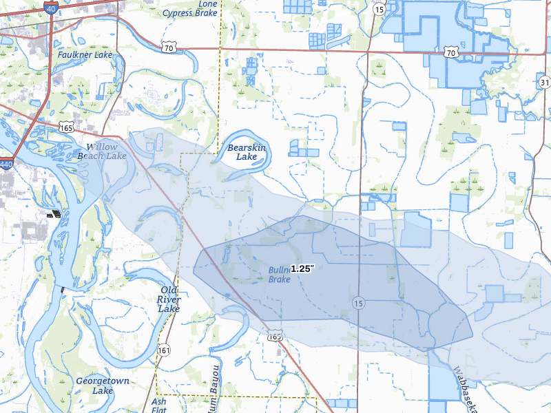 NEXRAD radar-signature map of the hail storm over Scott, AR on May 10, 2026