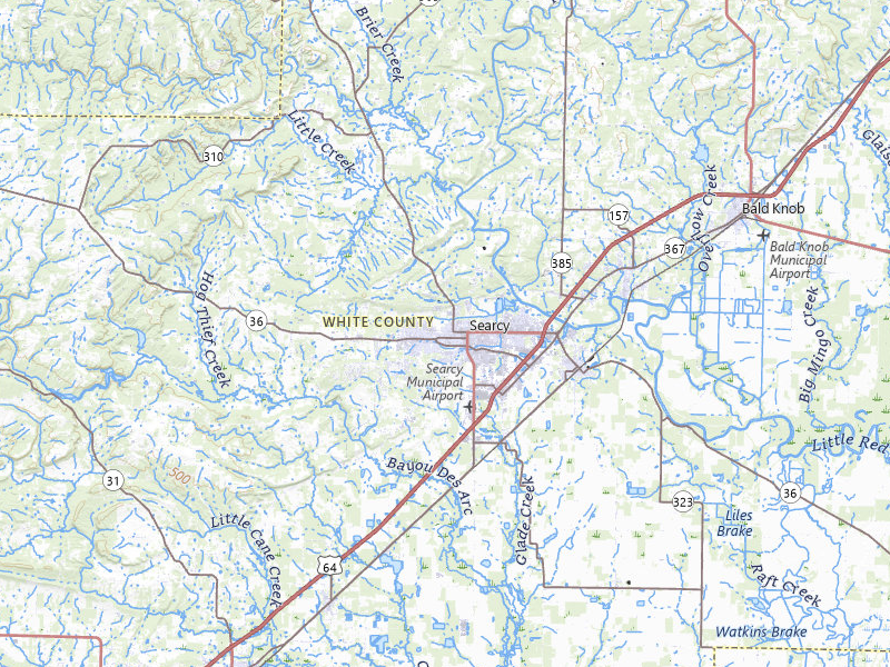 Radar-estimated hail-size map of the storm over Searcy, AR on Jul 6, 2026