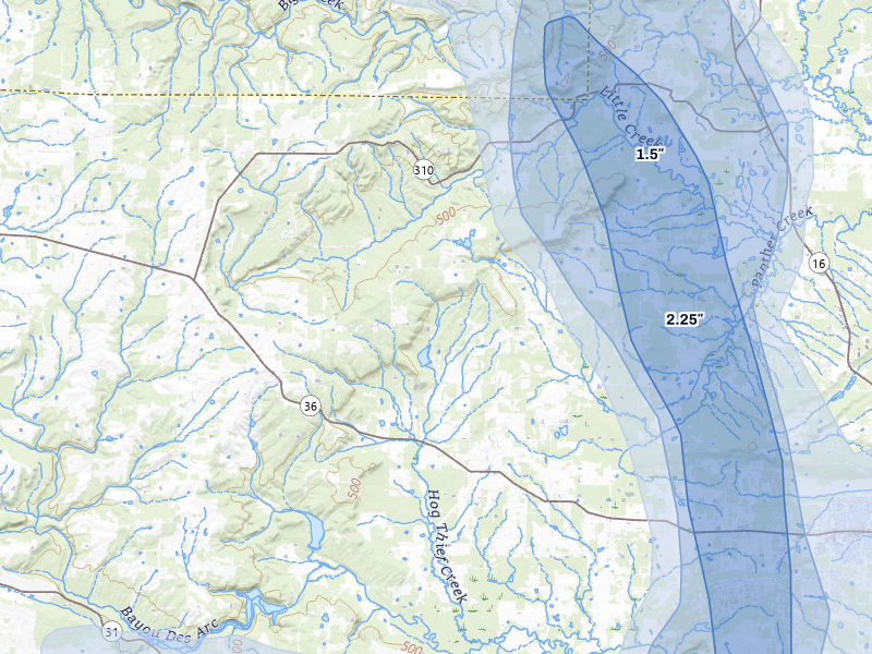 NEXRAD radar-signature map of the hail storm over Searcy, AR on Aug 26, 2026
