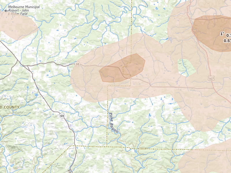 Radar-estimated hail-size map of the storm over Sidney, AR