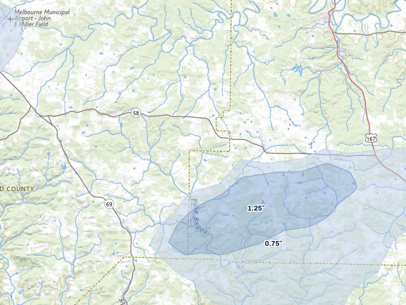 NEXRAD radar-signature map of the hail over Sidney, AR