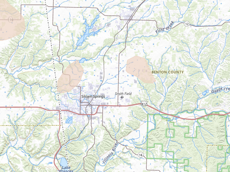 Radar-estimated hail-size map of the storm over Siloam Springs, AR on Jun 8, 2026