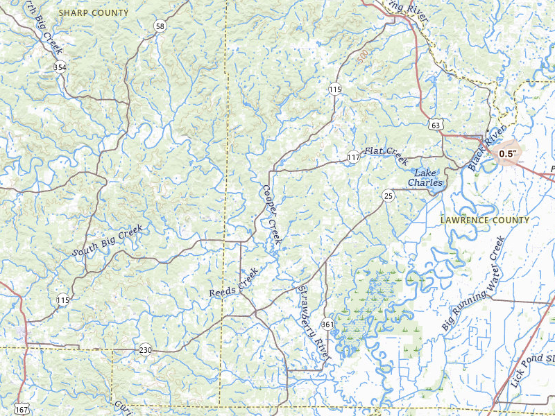 Radar-estimated hail-size map of the storm over Smithville, AR on May 29, 2026