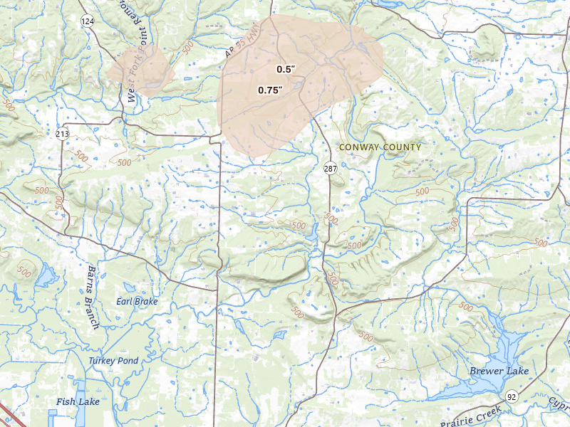 Radar-estimated hail-size map of the storm over Solgohachia, AR