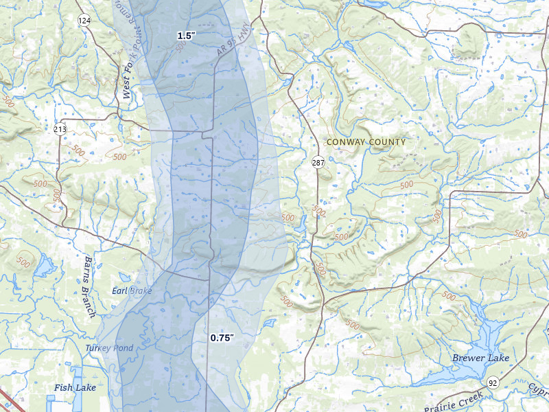 NEXRAD radar-signature map of the hail over Solgohachia, AR