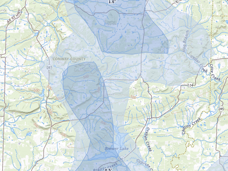 NEXRAD radar-signature map of the hail storm over Springfield, AR on Aug 17, 2026