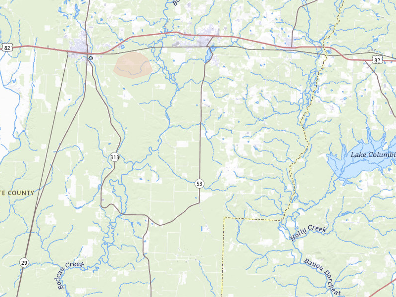 Radar-estimated hail-size map of the storm over Stamps, AR on Jul 4, 2026