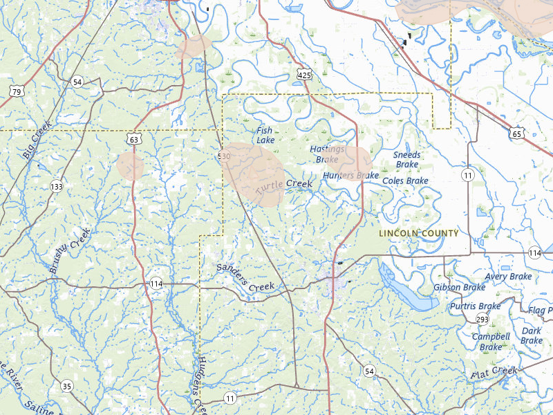 Radar-estimated hail-size map of the storm over Star City, AR on Mar 15, 2026