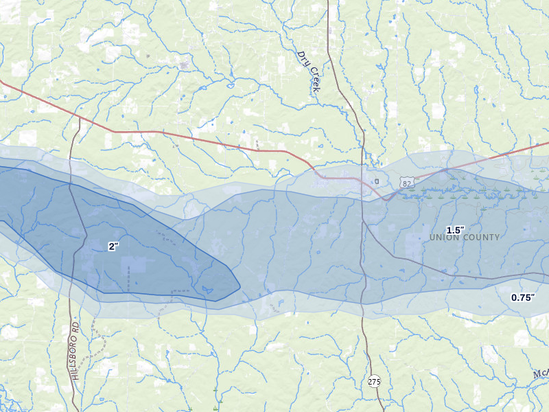 NEXRAD radar-signature map of the hail storm over Strong, AR on Mar 15, 2026