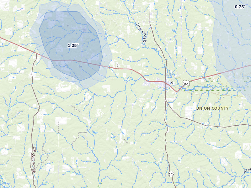 NEXRAD radar-signature map of the hail storm over Strong, AR on Jun 1, 2026