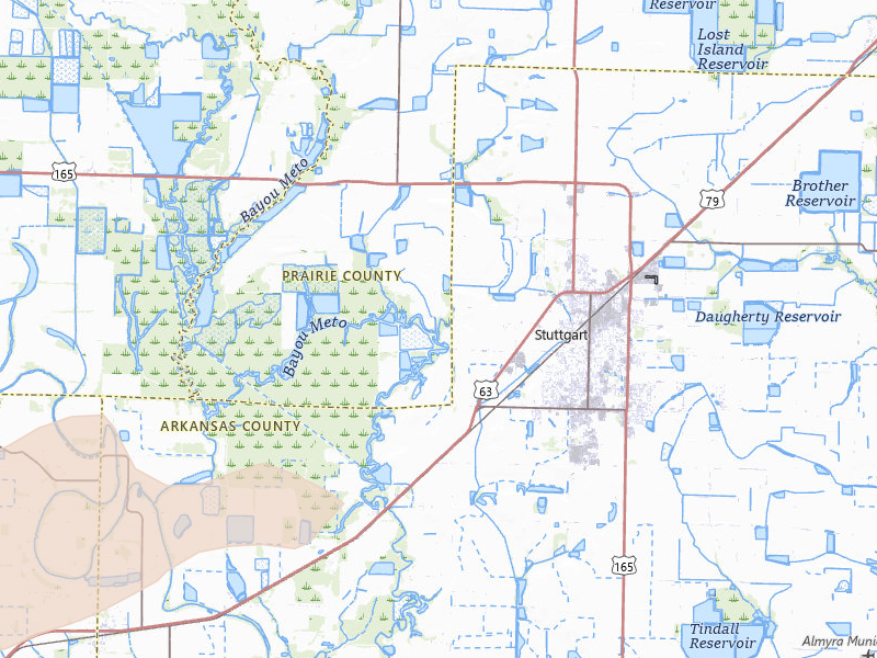 Radar-estimated hail-size map of the storm over Stuttgart, AR on Mar 15, 2026